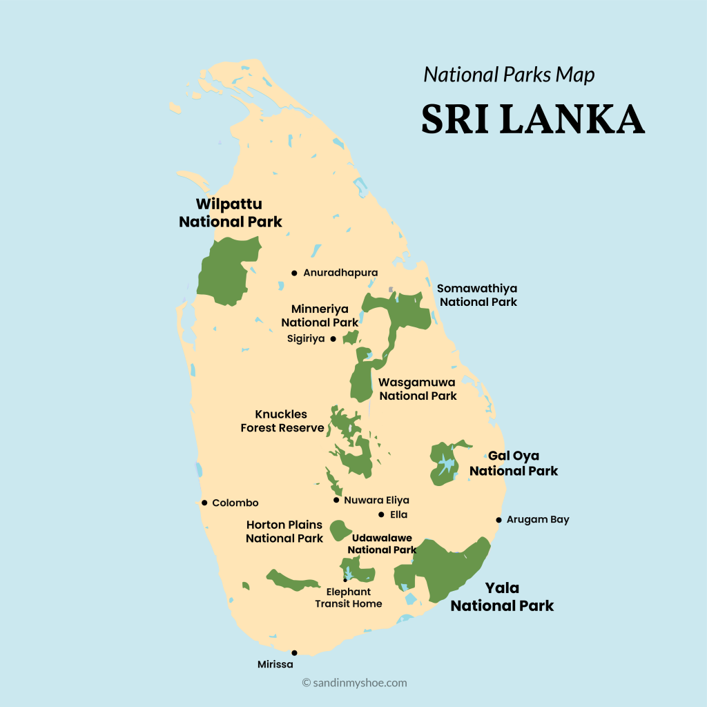 Sri Lanka National Parks Map