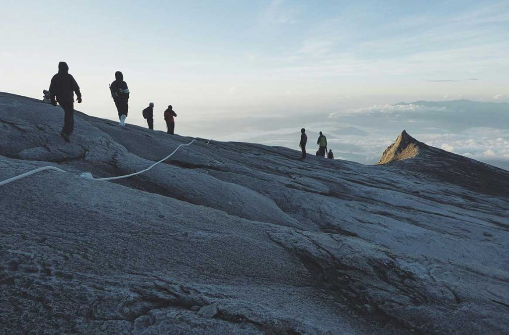 Hikers on top of Mount Kinabalu